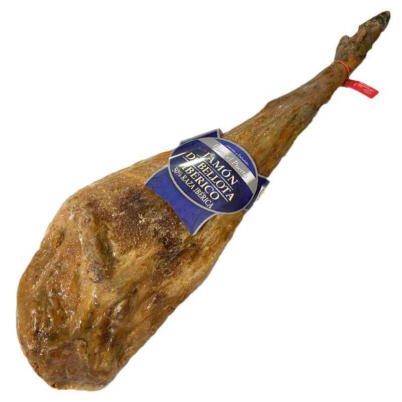 Jambon de Bellota Ibérique 50% Race Ibérique Finca del Puerto Origine Huelva Certifié Étiquette Rouge