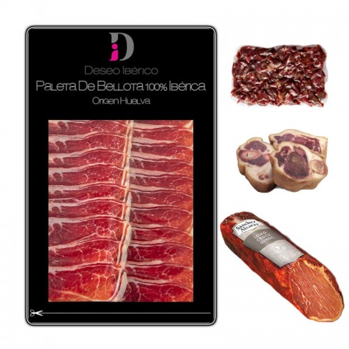 Deseo Ibérico - Toda Una Paleta De Bellota 100% Ibérica - Cortada Loncheada en 10 sobres de 150 gms. peso neto Con Regalos