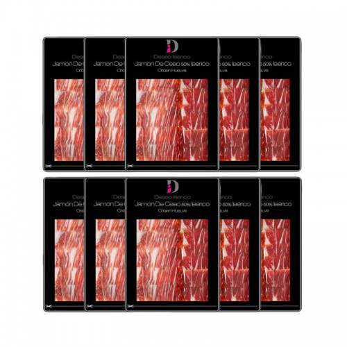 Lot 10 Enveloppes Jambon De Cebo Ibérique 50% Race ibérique Désir Ibérique Tranché 100gr.