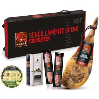 Lote NAVIDUL Jamón Cuatro Estaciones pieza de 7 a 8Kgs. +  Embutidos + Aceite + Estuche lote